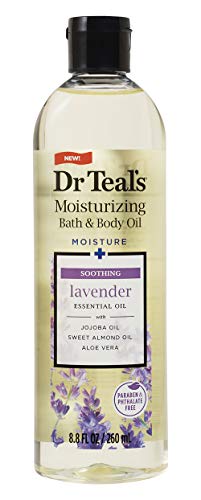 Dr Teal's Moisturizing Bath and Body Oil, Soothe & Sleep with Lavender Essential Oil, 8.8 fl oz